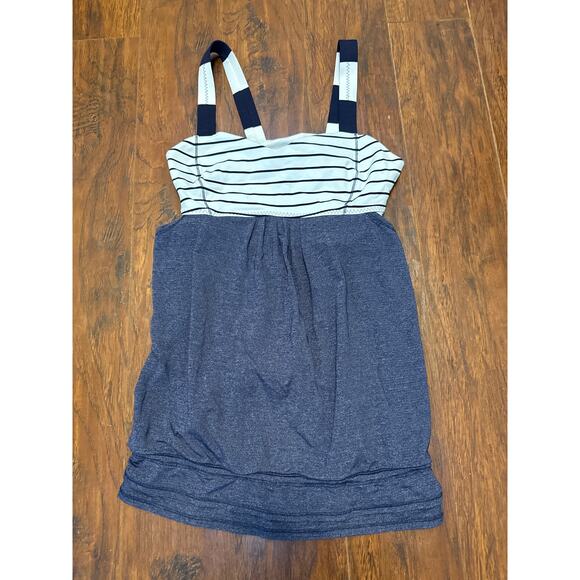 Lululemon Run Back On Track Tank Deep Indigo /Quiet Stripe White Deep Indigo 6 - Picture 3 of 9